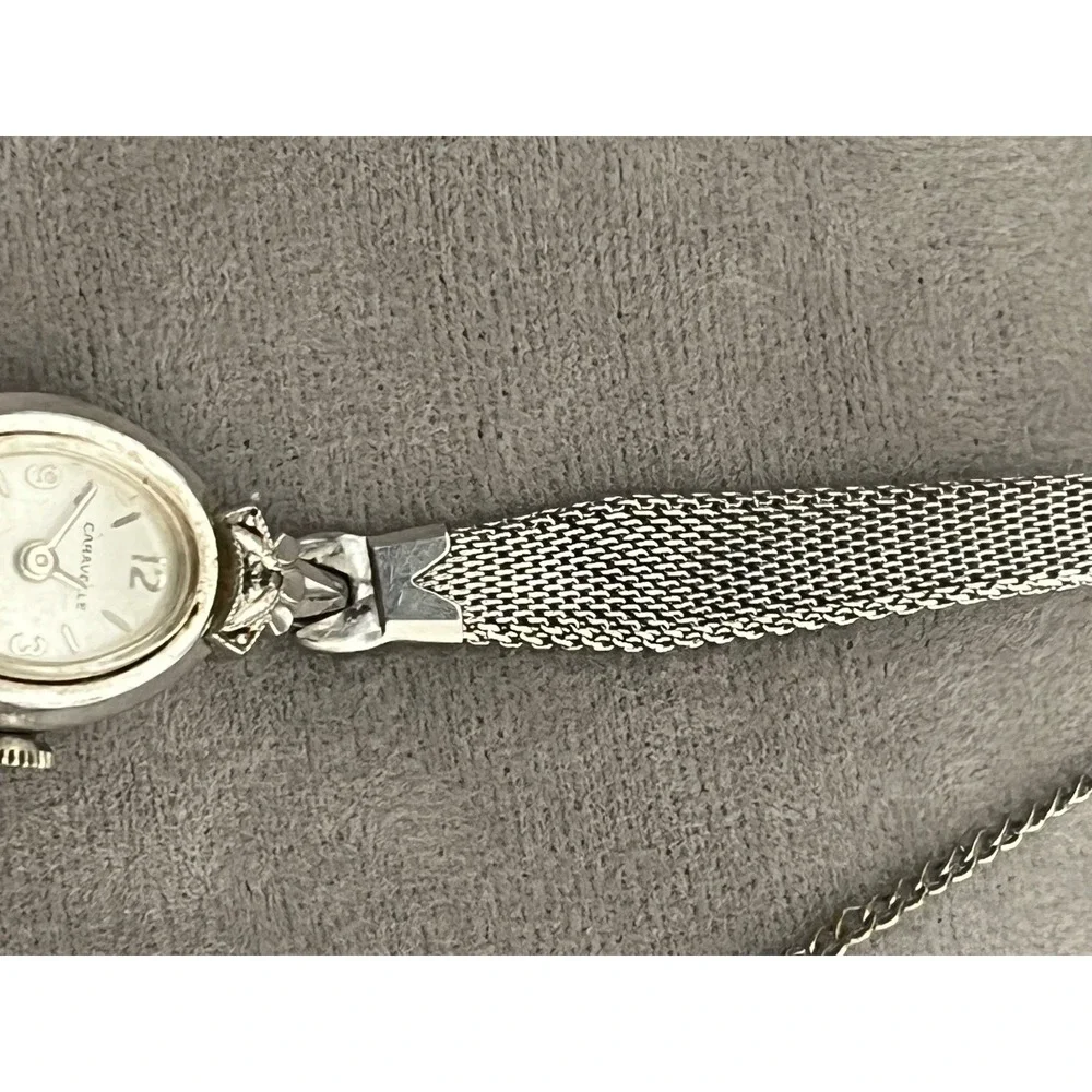 Vintage Caravelle Women Cocktail Watch‎ 10K RGP Bezel Stainless Steel Mesh Band